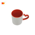 Wholesale high quality 11oz sublimation heart handle color mug for coffee